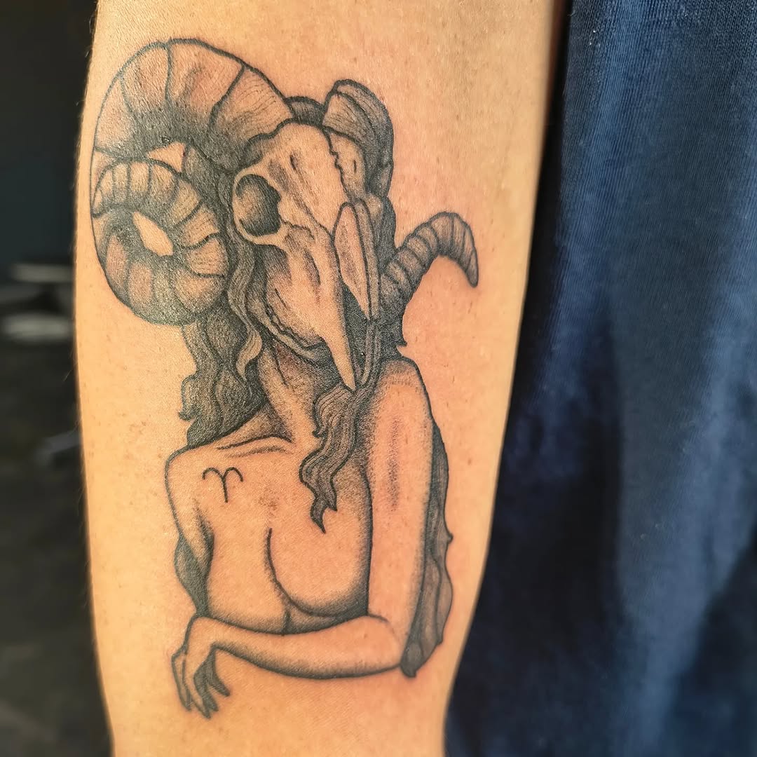 Tattoo by @hyacynth.tattoo — dark_realism, black_and_grey