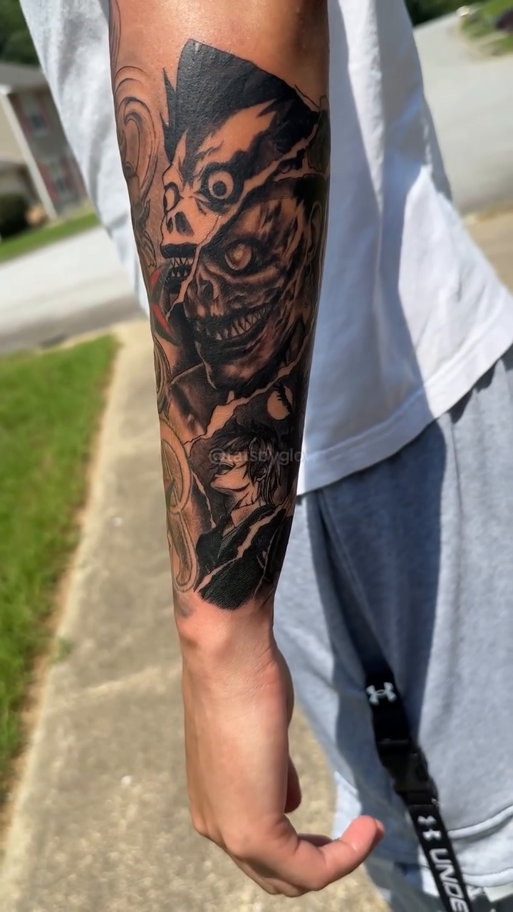 Tattoo by @tatsbyglo — dark_realism, black_and_grey