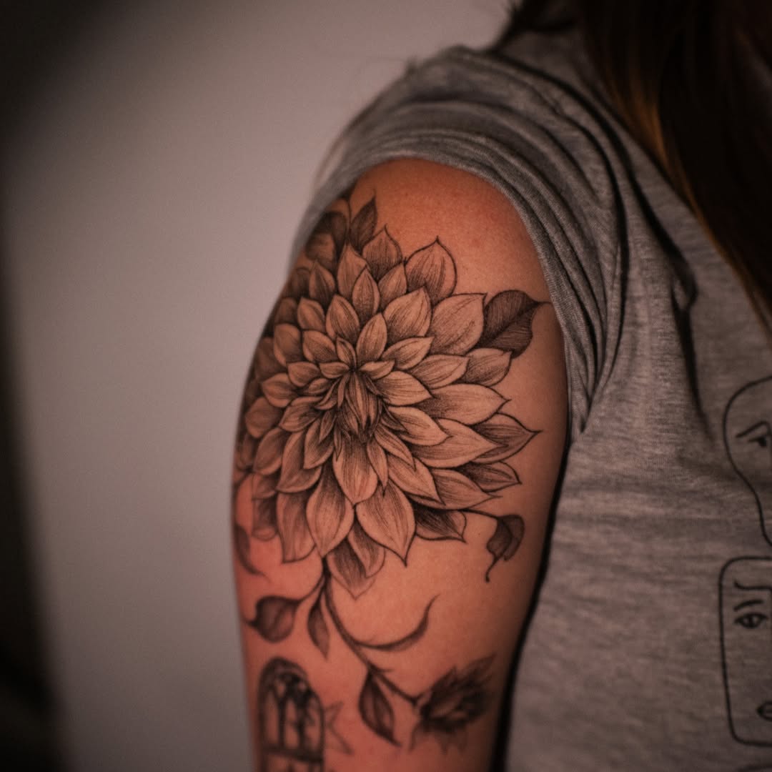 Tattoo by @simwerks — black_and_grey, illustrative