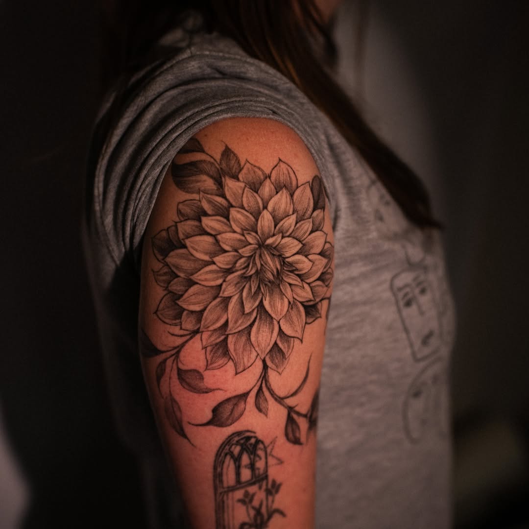 Tattoo by @simwerks — black_and_grey, illustrative