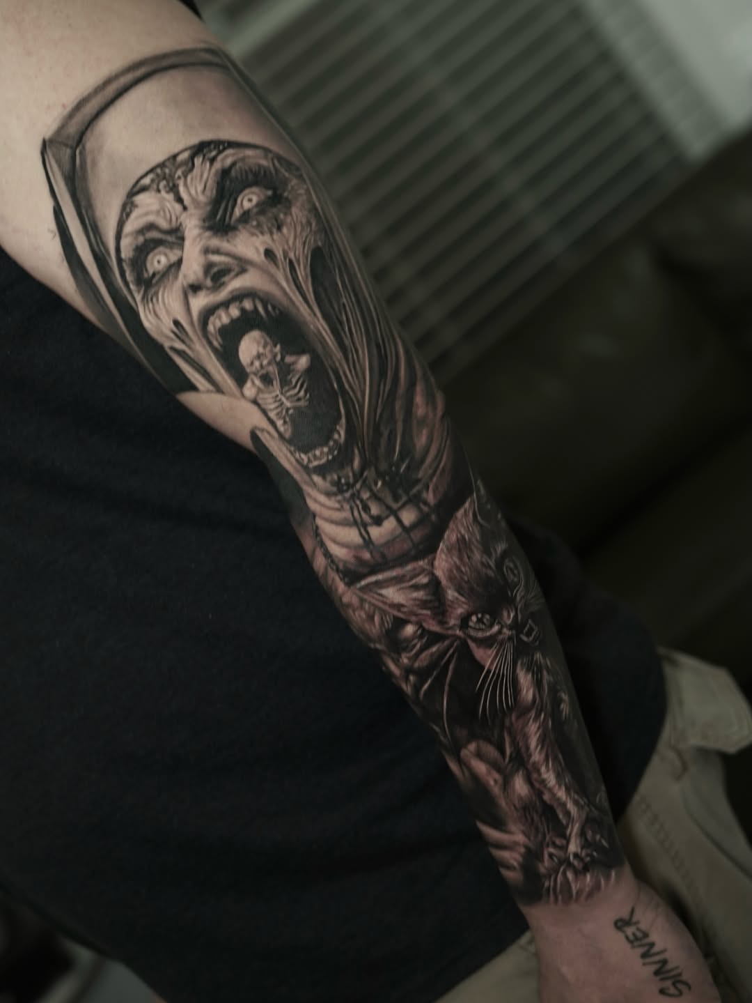 Tattoo by @nelsontellezart — dark_realism, blackwork
