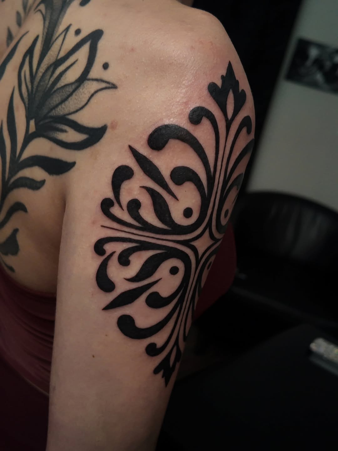 Tattoo by @jbrooks.blvckwork — blackwork, ornamental