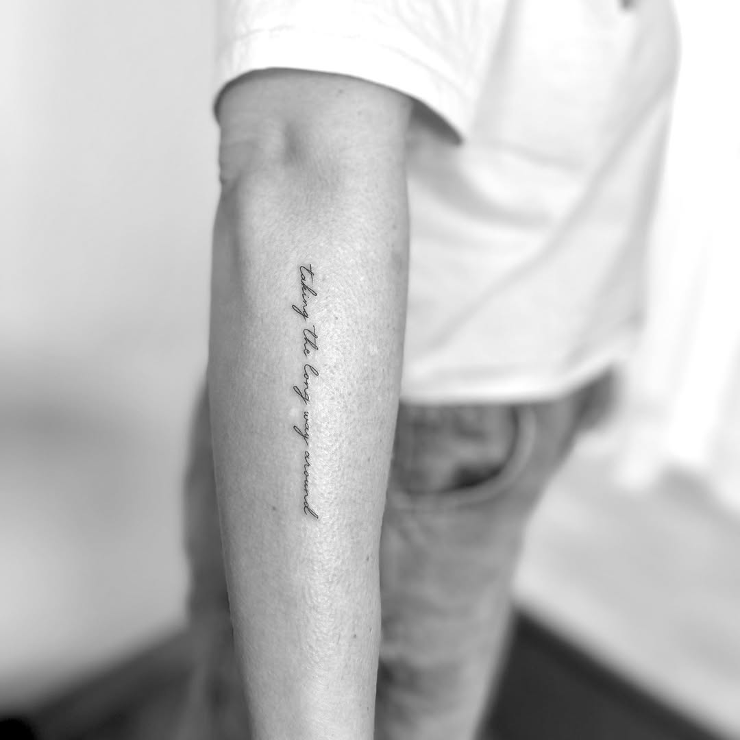 Tattoo by @littleinkliv โ lettering_script, fine_line