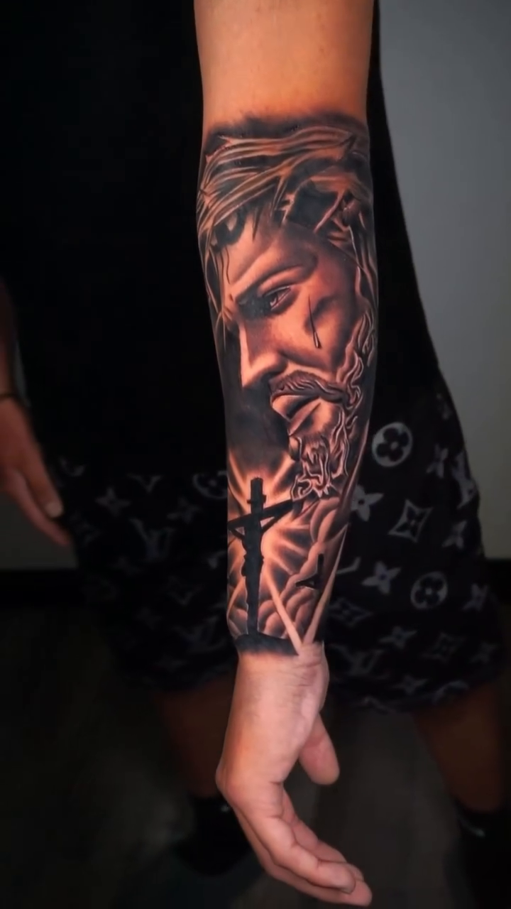 Tattoo by @aaron.tattoos — realism, black_and_grey