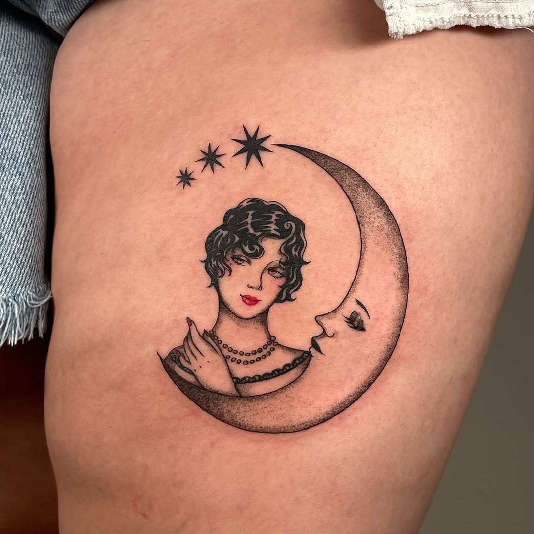 Tattoo by @iris.tats — illustrative, black_and_grey