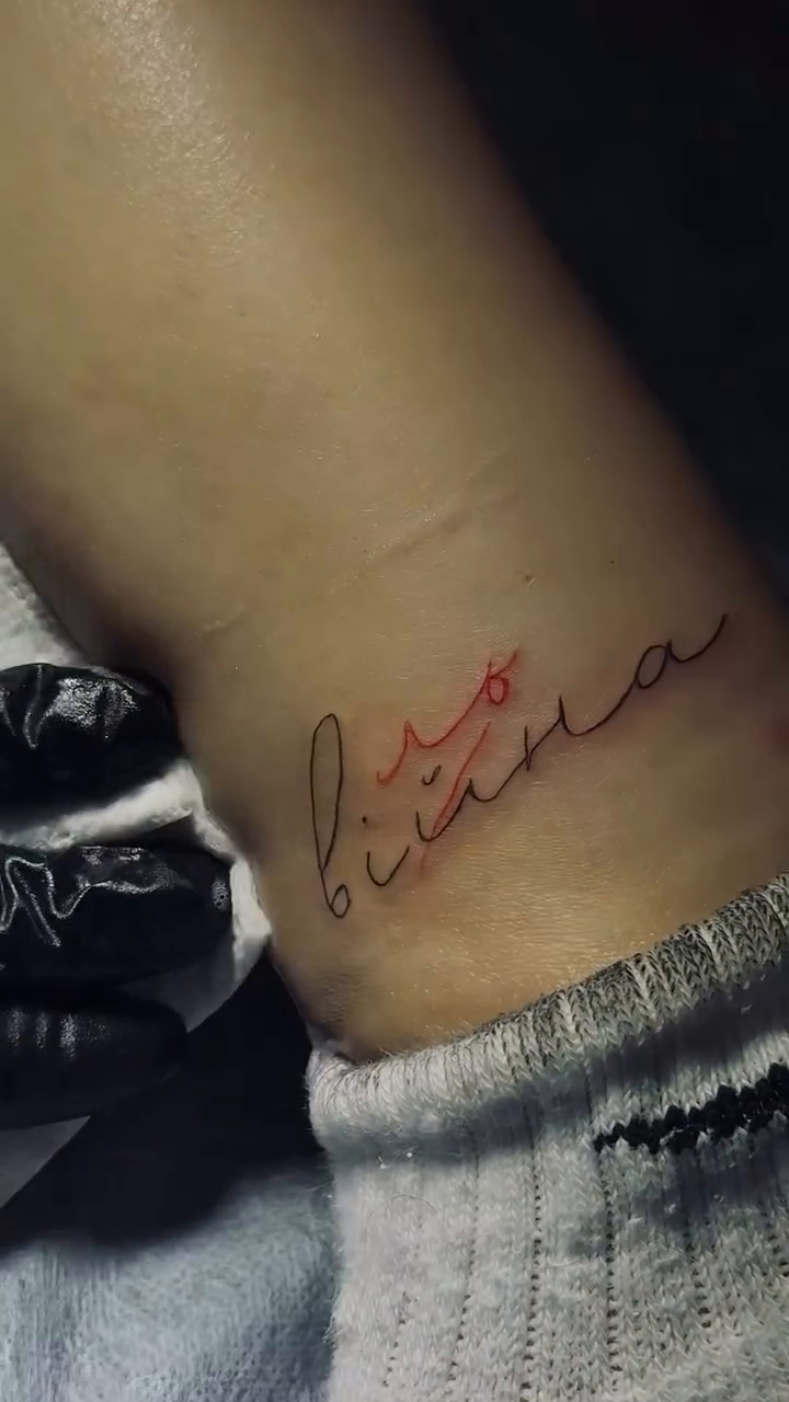 Tattoo by @anastasii.tattoo β lettering_script, fine_line