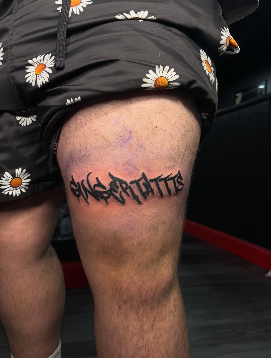 Tattoo by @gingertattts — lettering_script, blackwork