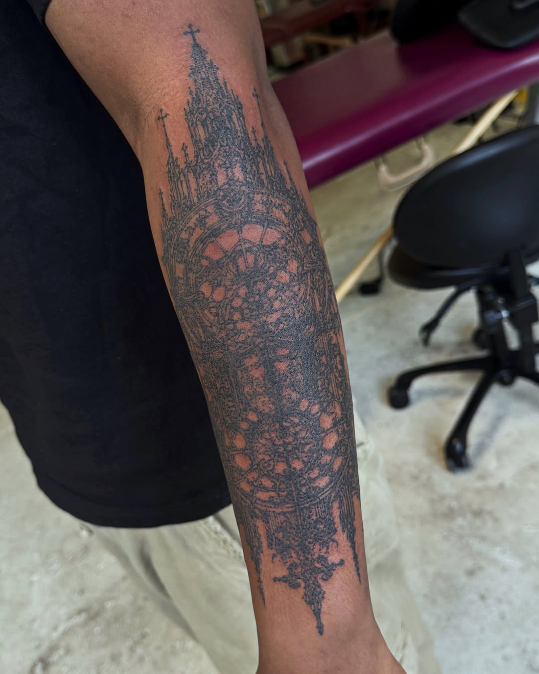 Tattoo by @miserymilkshake — blackwork, illustrative