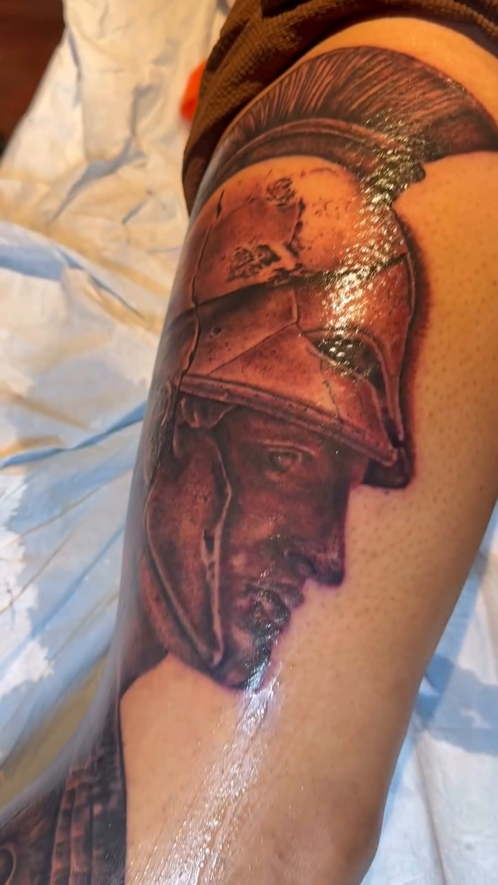 Tattoo by @blastedbarbie.ink — realism, black_and_grey