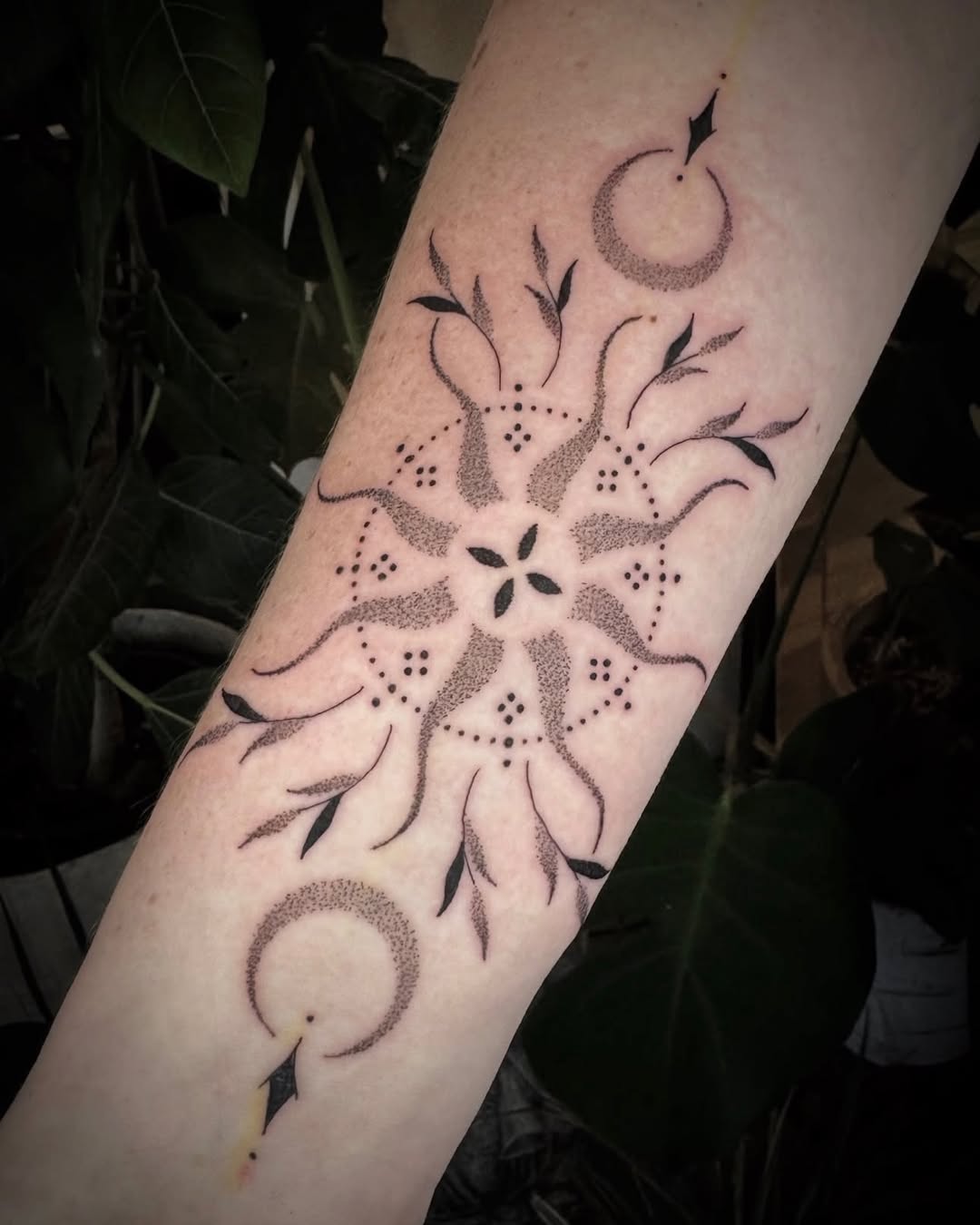 Tattoo by @symmetrychaos — dotwork, geometric