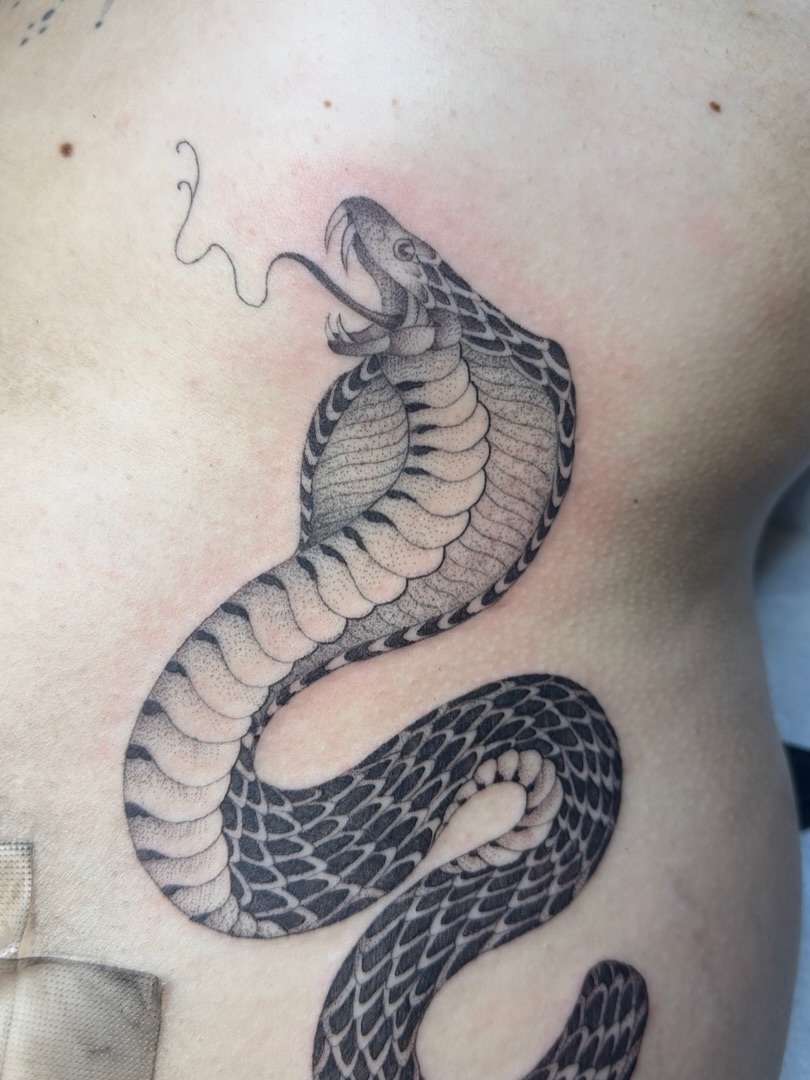 Tattoo by @tiffany.btattoos — black_and_grey, dotwork