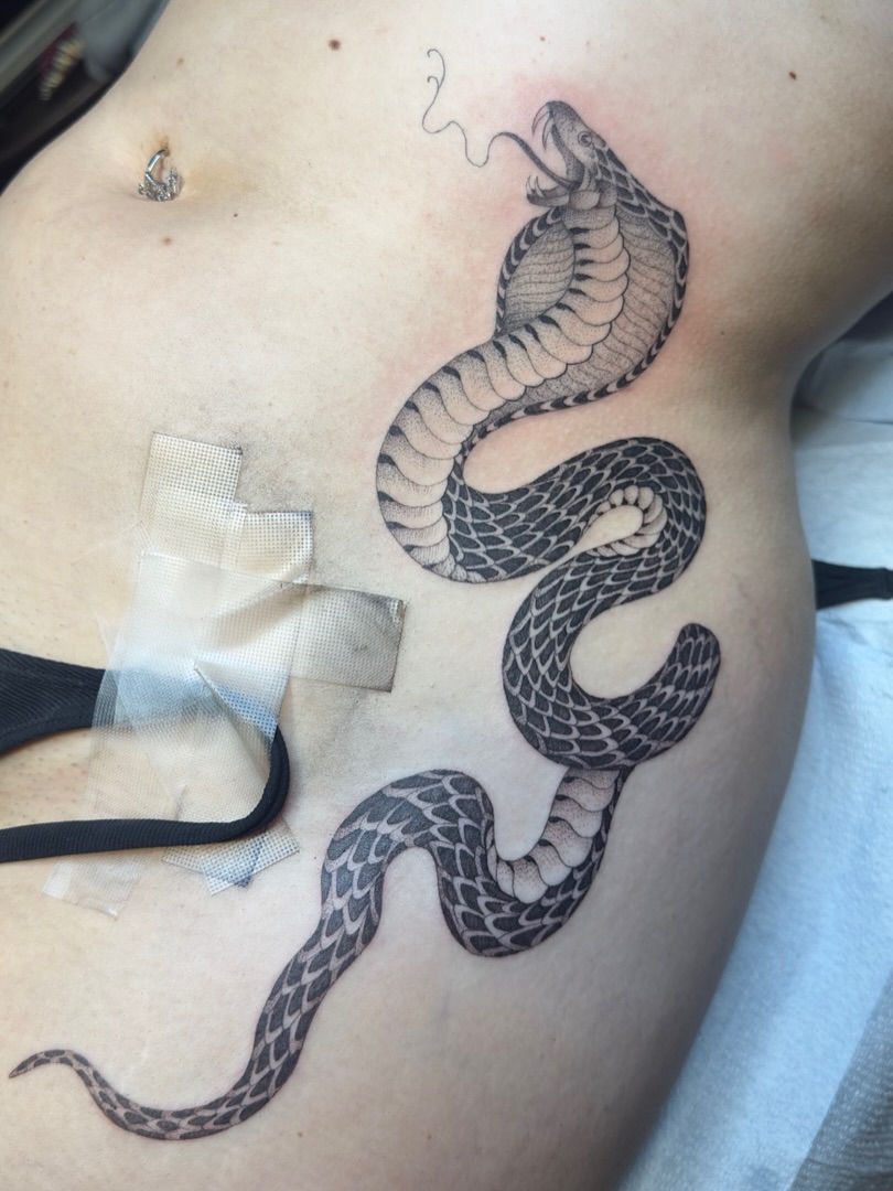 Tattoo by @tiffany.btattoos — black_and_grey, dotwork