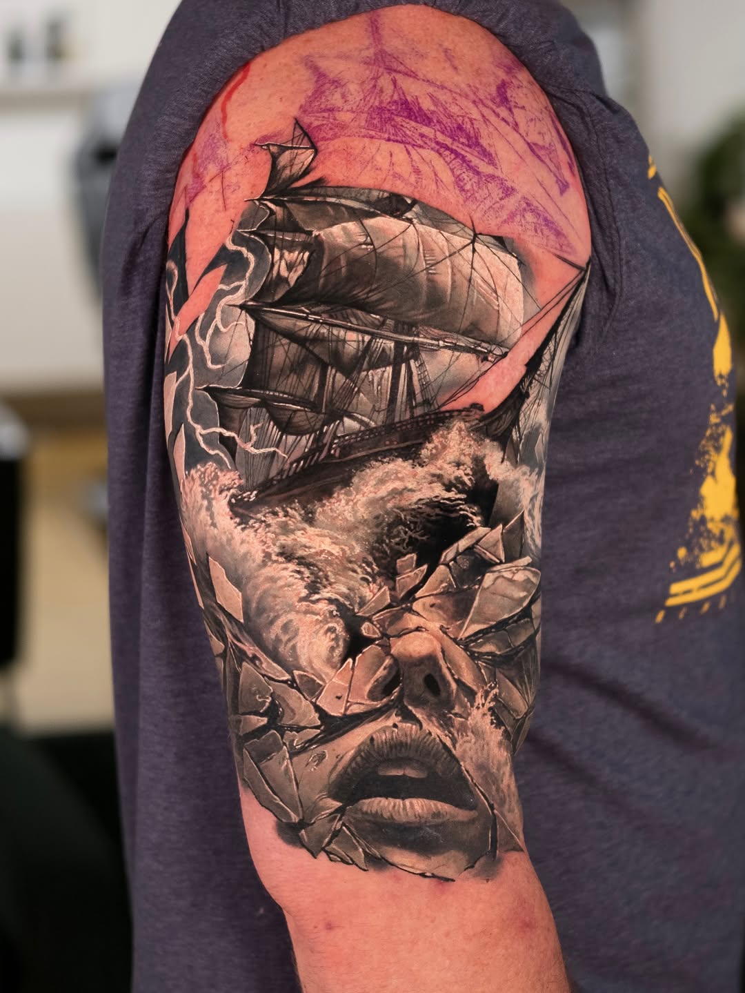 Tattoo by @chrispowelltattoos — realism, black_and_grey