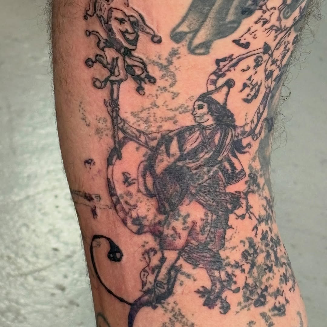 Tattoo by @spikecharms — illustrative, black_and_grey