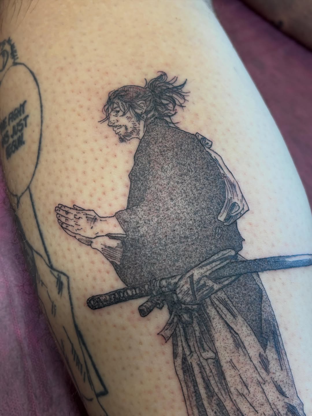 Tattoo by @aeipathy.tattoo β anime, black_and_grey