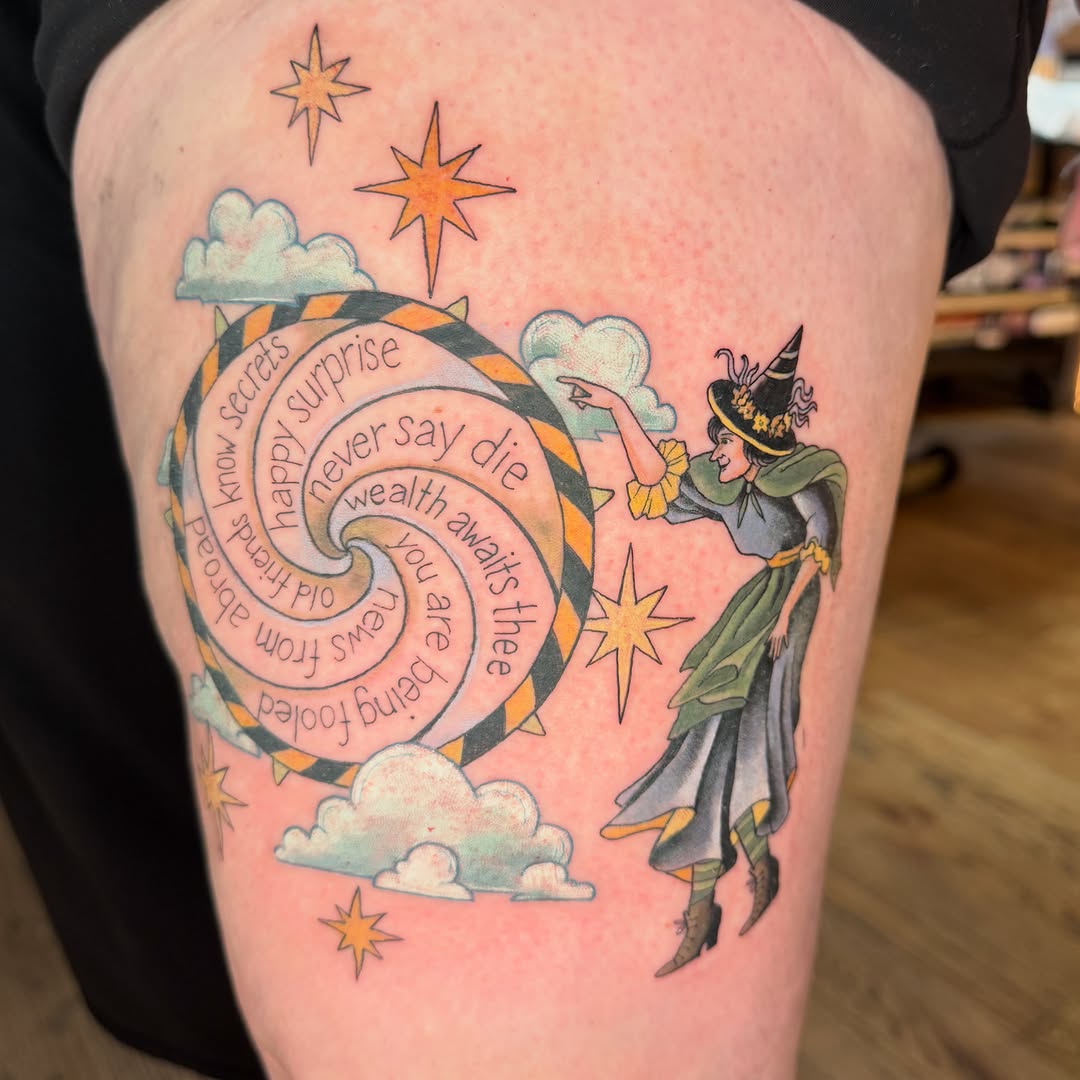 Tattoo by @bisbytattoos โ lettering_script, illustrative
