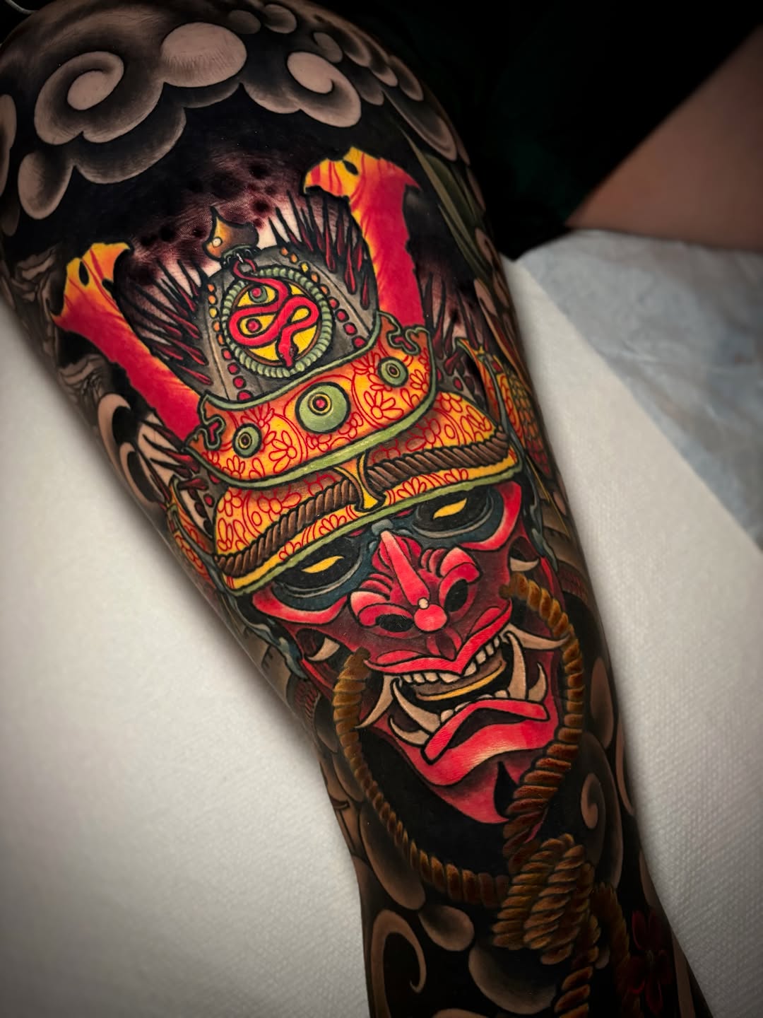 Tattoo by @jeffsaunderstattoo — japanese_irezumi, black_and_grey