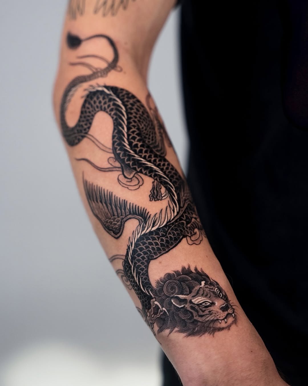 Tattoo by @swanissober — japanese_irezumi, black_and_grey