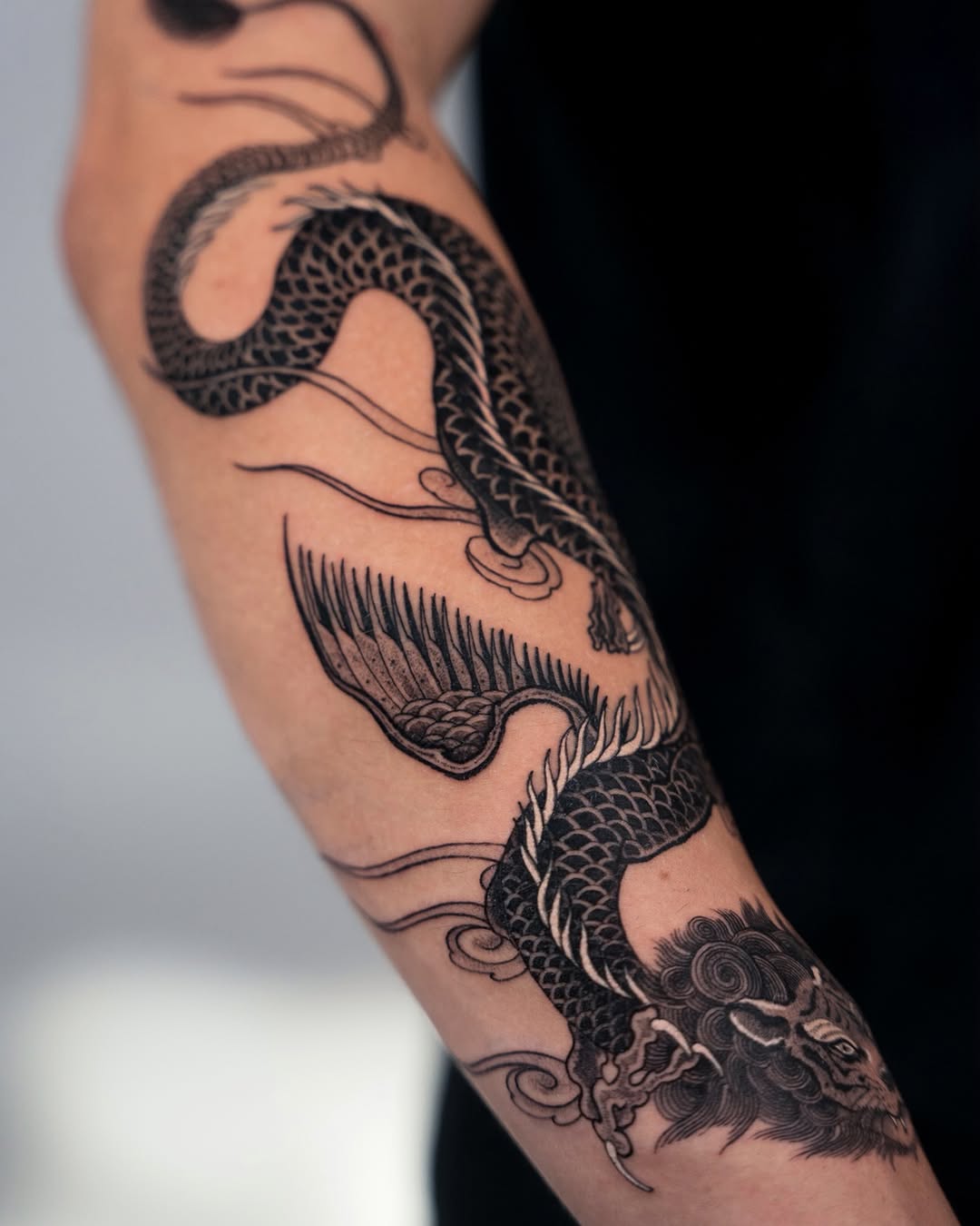 Tattoo by @swanissober — japanese_irezumi, black_and_grey