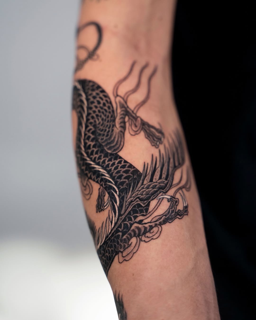 Tattoo by @swanissober — japanese_irezumi, black_and_grey