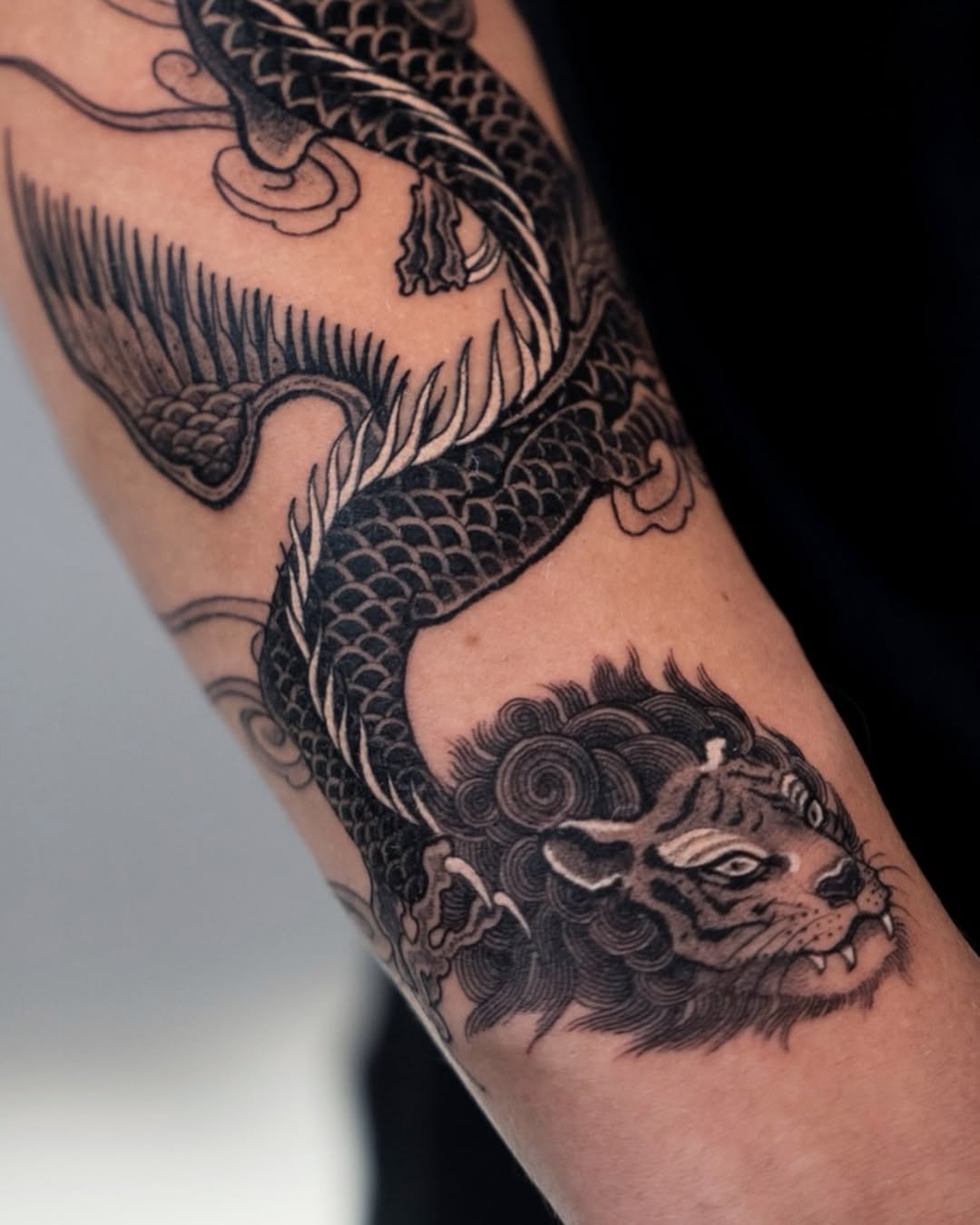 Tattoo by @swanissober — japanese_irezumi, black_and_grey