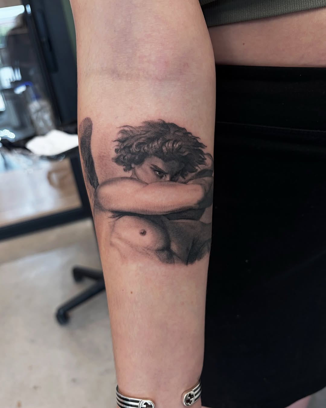 Tattoo by @jazz_rosetattoos — realism, black_and_grey