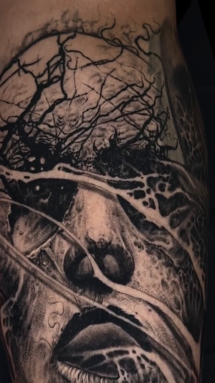 Tattoo by @jessewhitetattoo — black_and_grey, realism