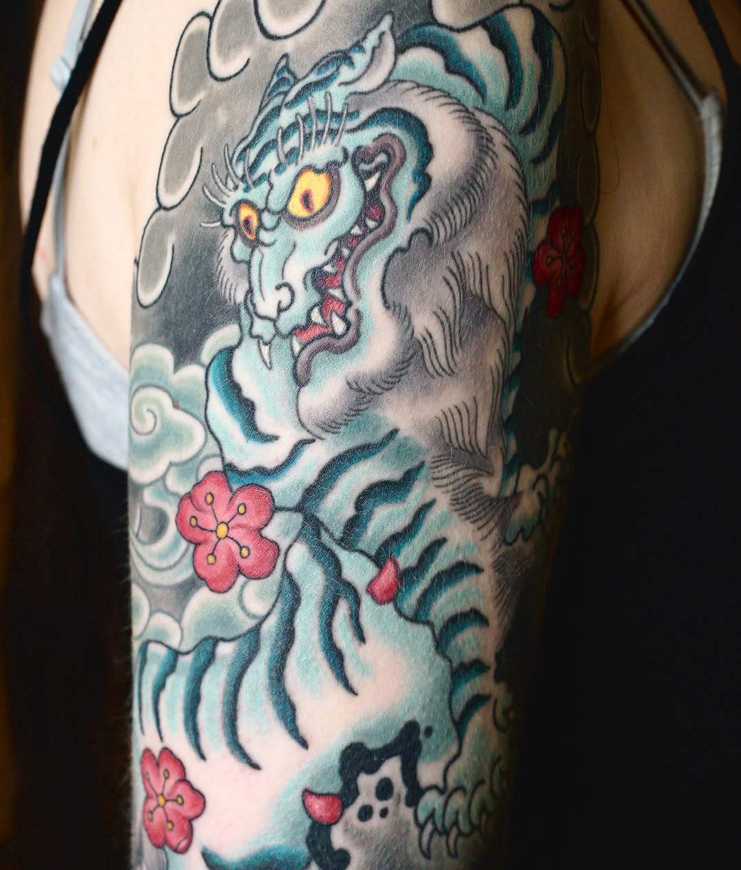 Tattoo by @mikeatidwell — japanese_irezumi, black_and_grey