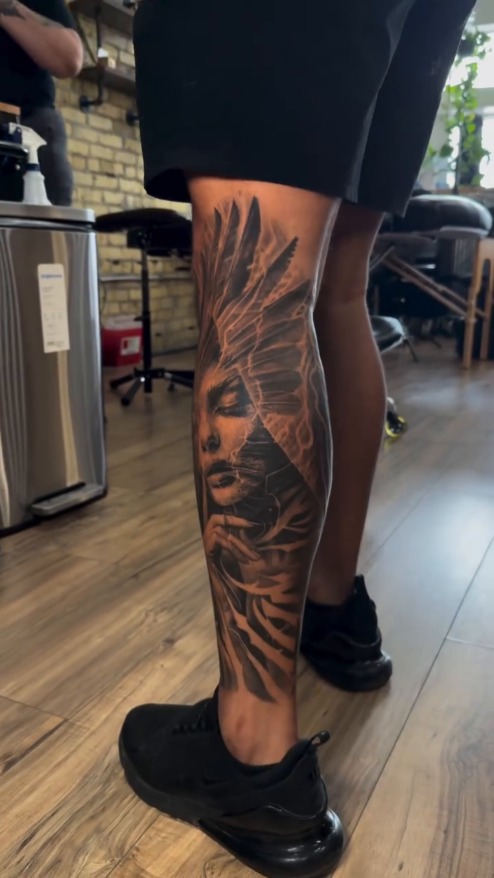 Tattoo by @aaronthomastattoos — realism, black_and_grey