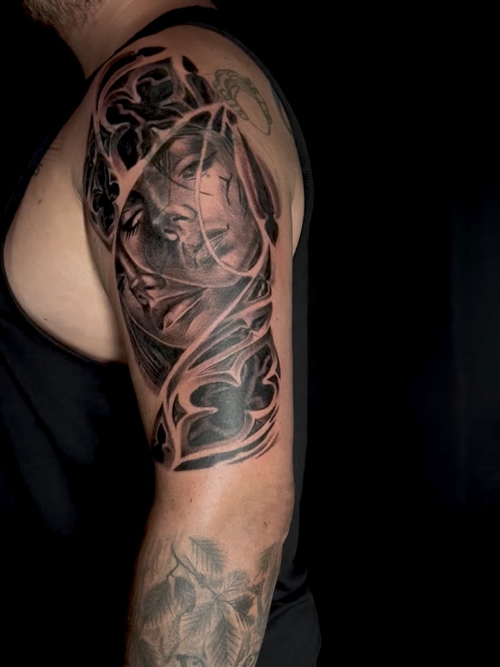 Tattoo by @_mel.art.tattoo โ realism, black_and_grey