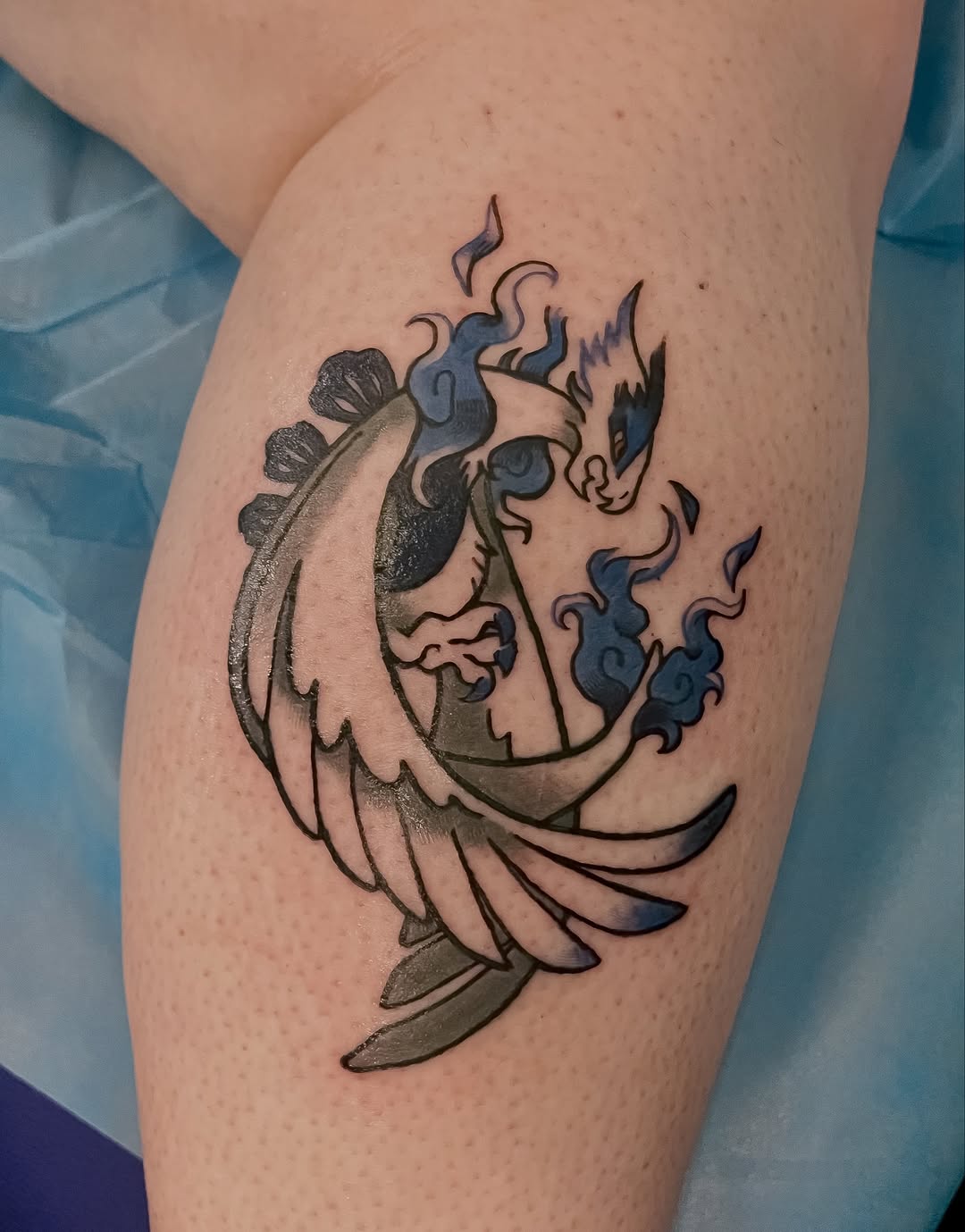 Tattoo by @zvvo.ink โ anime, black_and_grey