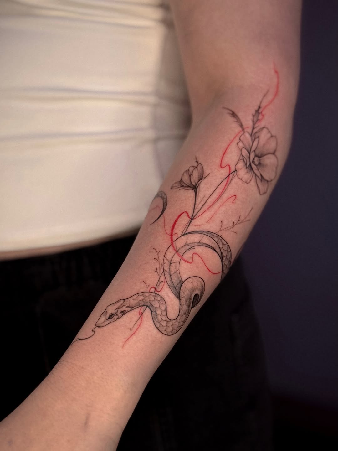 Tattoo by @yourdarkstory — fine_line, black_and_grey