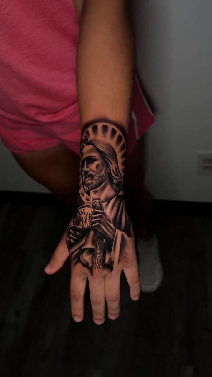 Tattoo by @aaron.tattoos — black_and_grey, realism