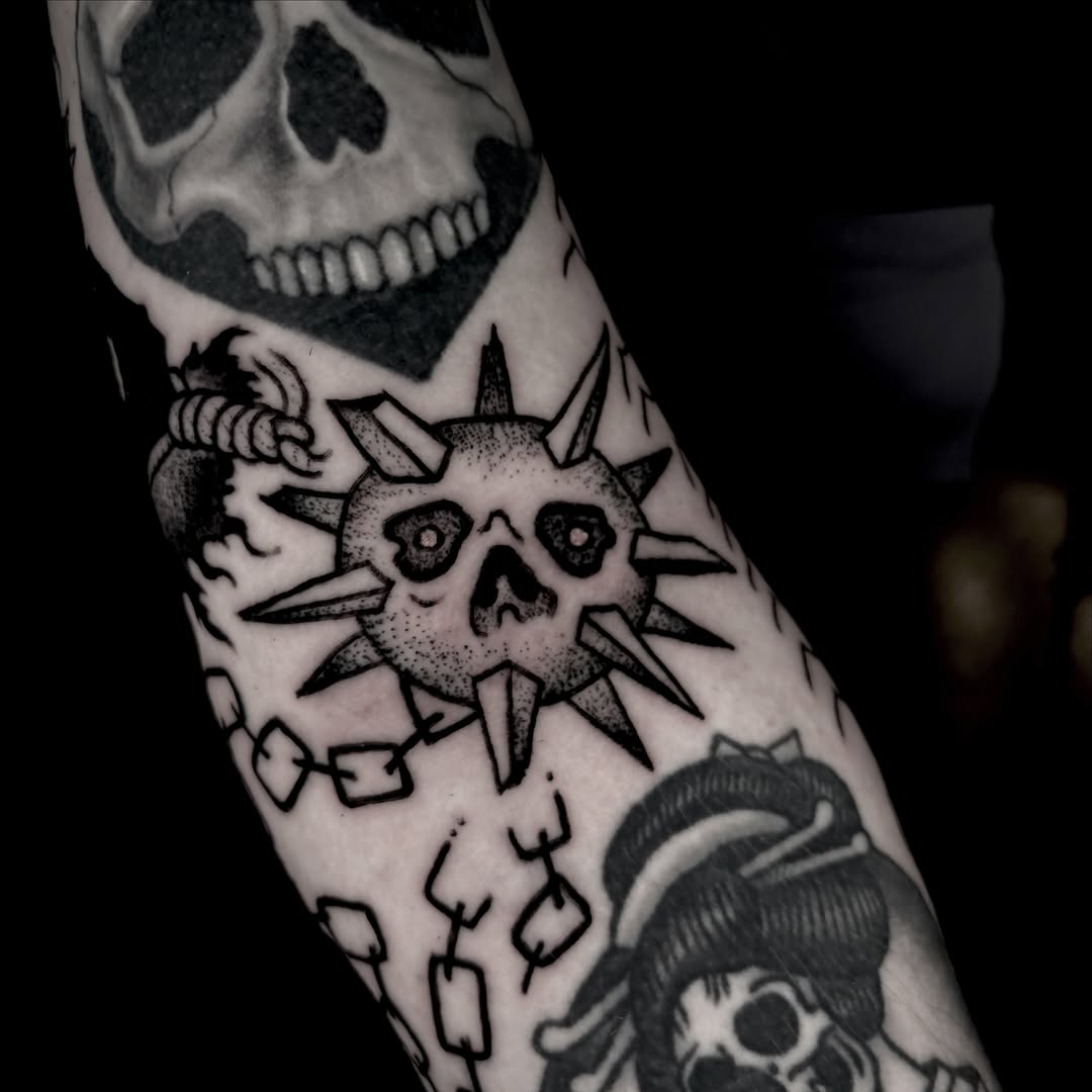 Tattoo by @the.sprouler — black_and_grey, dotwork