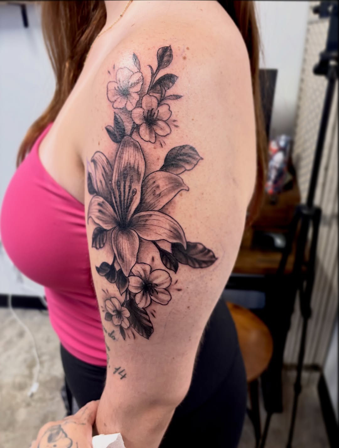 Tattoo by @goodvibrationsinkc — black_and_grey