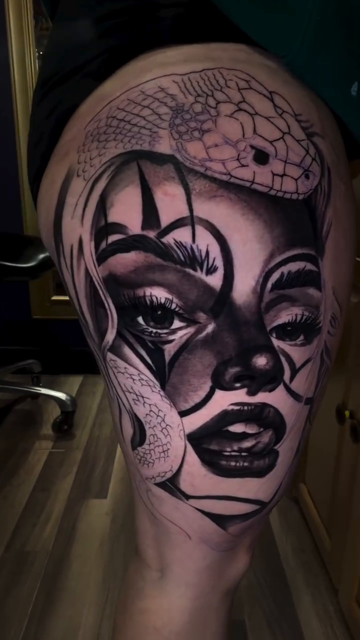 Tattoo by @mctatty — black_and_grey, realism