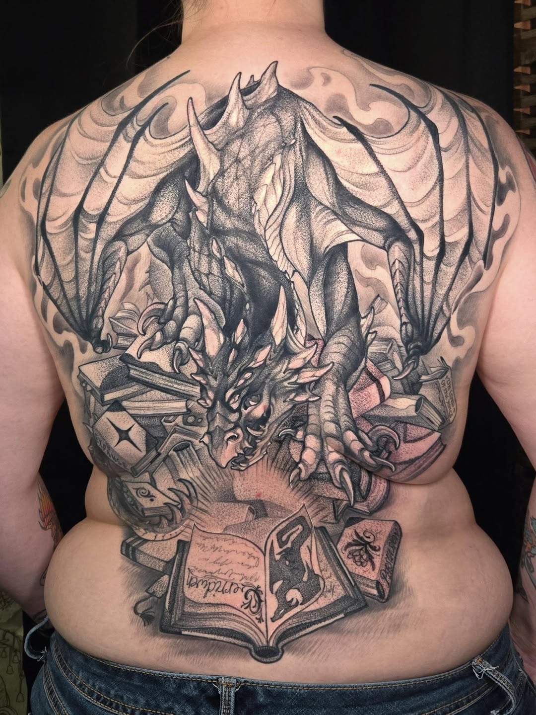 Tattoo by @kristynkayborglum — black_and_grey, illustrative
