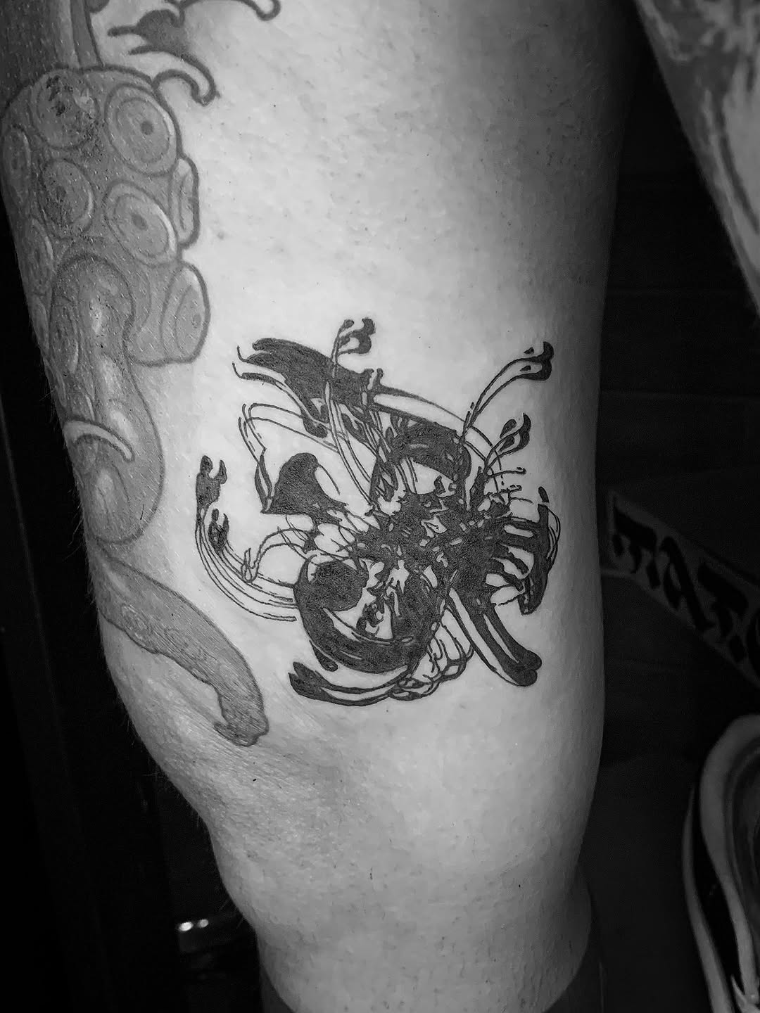Tattoo by @cristytattoo — blackwork, trash_polka