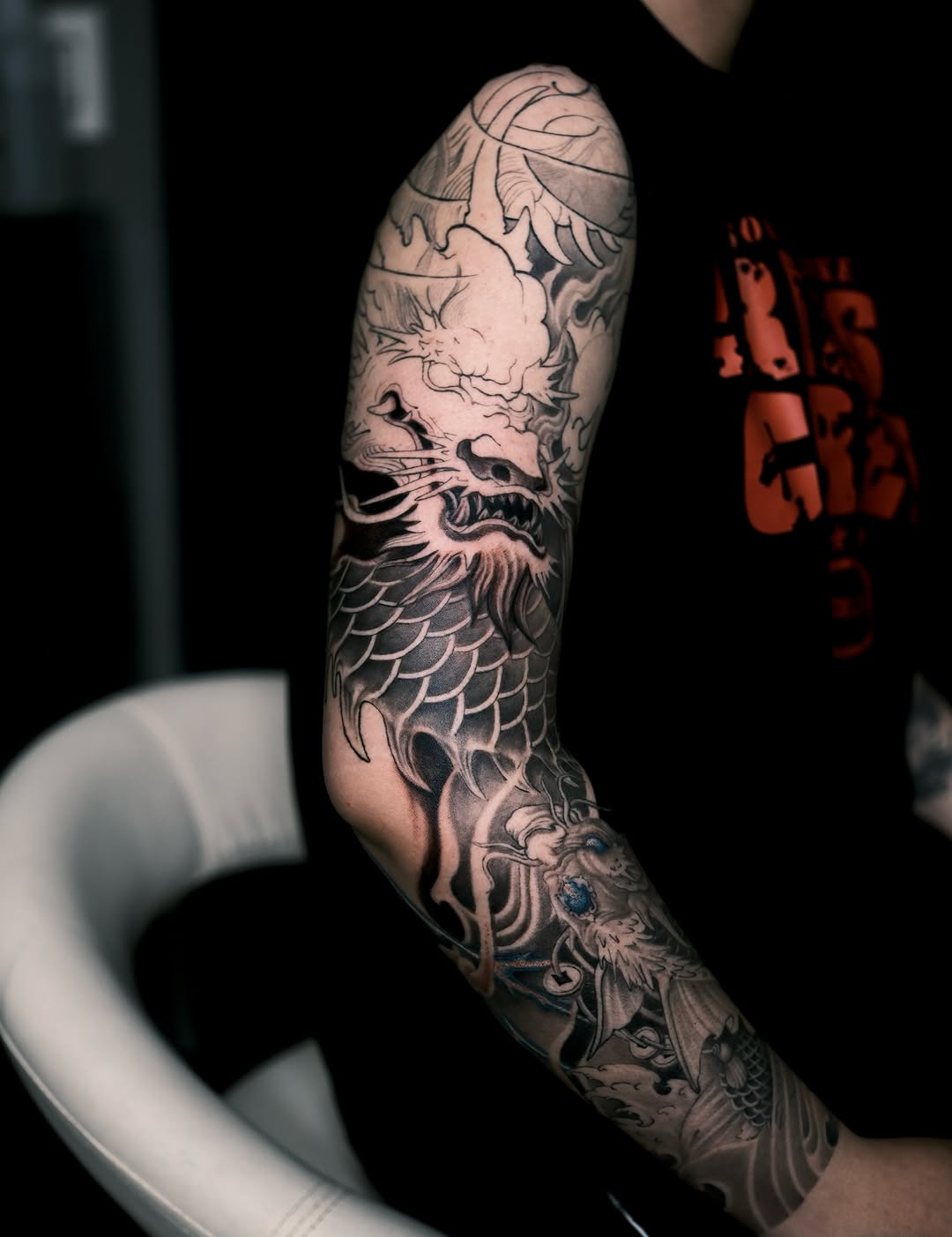 Tattoo by @byqeazy_eleven15 β japanese_irezumi, black_and_grey
