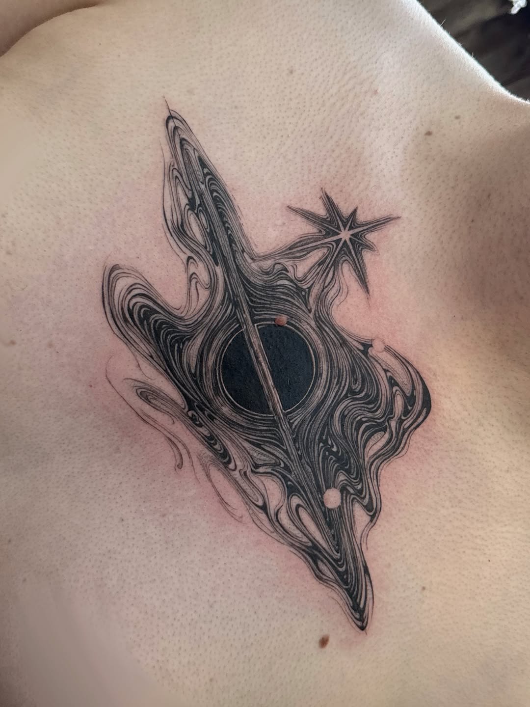 Tattoo by @voldblk — blackwork, geometric