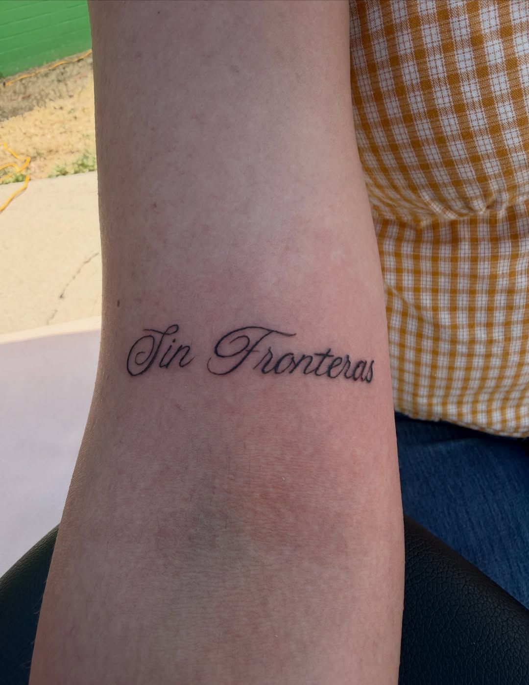Tattoo by @chicana.mayllc — lettering_script, fine_line