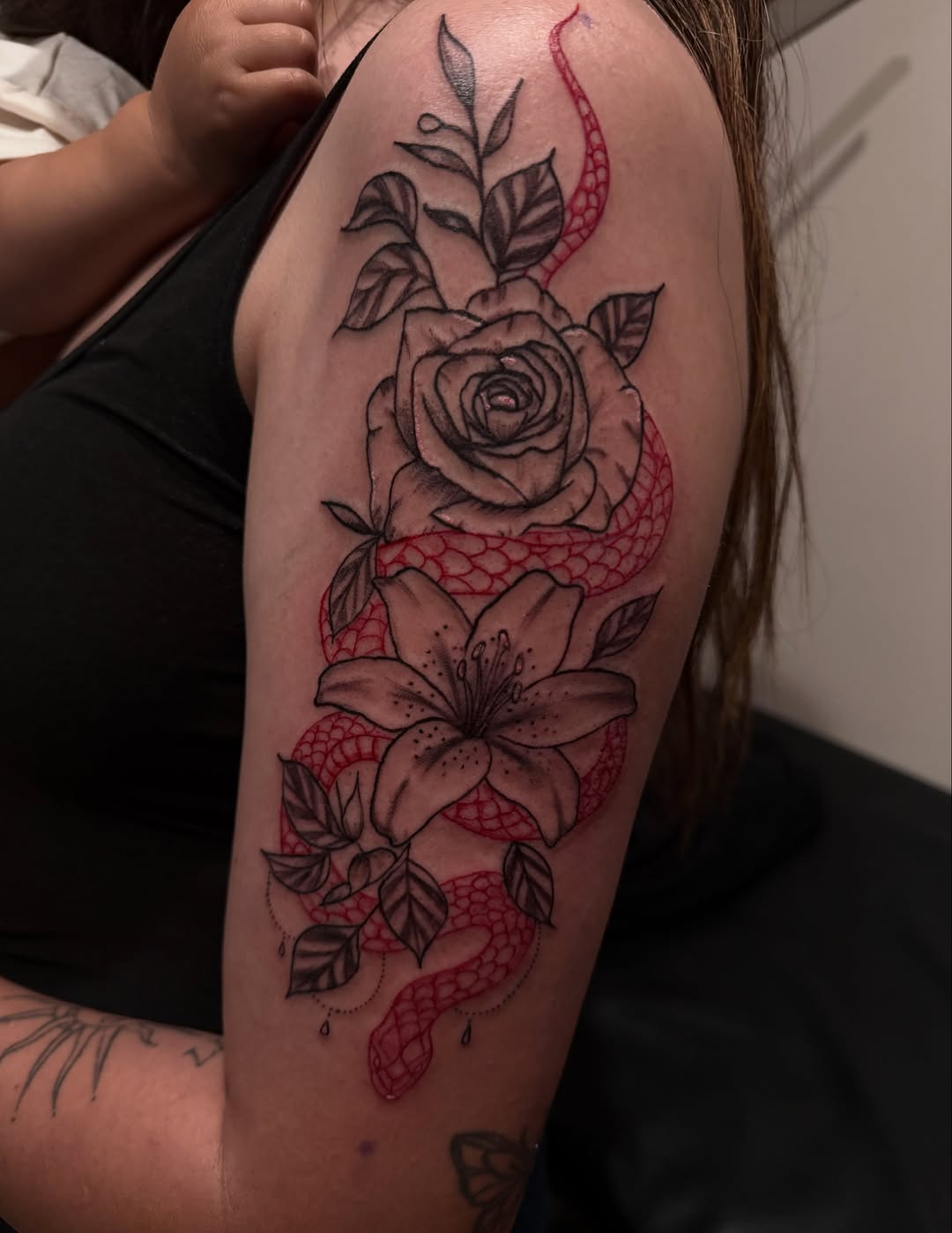 Tattoo by @chicana.mayllc — fine_line, black_and_grey