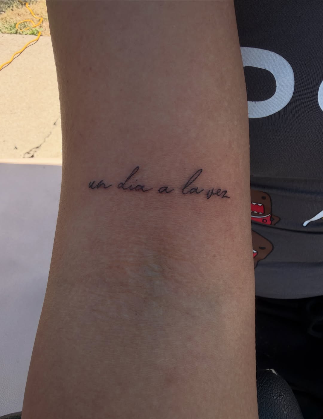 Tattoo by @chicana.mayllc — lettering_script, fine_line