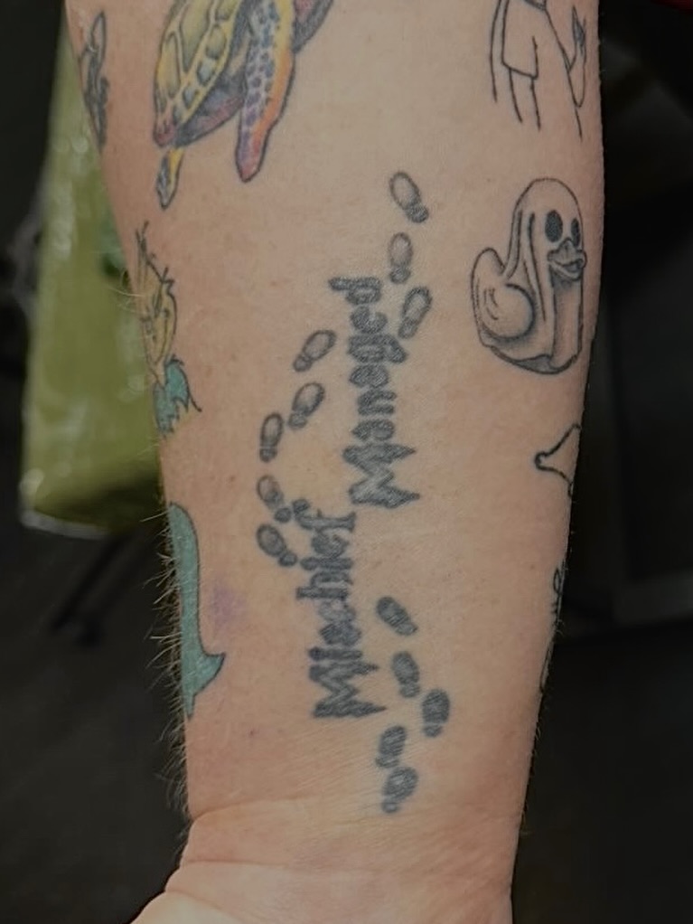 Tattoo by @amorph.es β lettering_script, illustrative