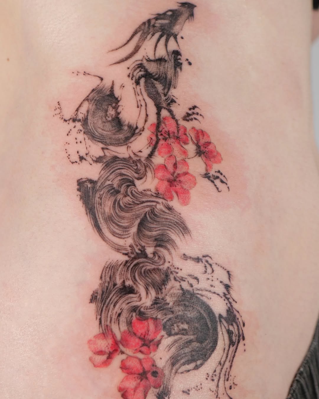 Tattoo by @dowha.tt — japanese_irezumi, watercolor