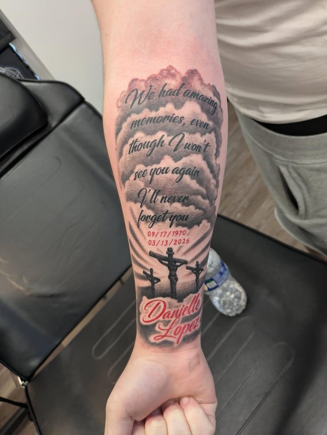 Tattoo by @buddytattoo24 — lettering_script, black_and_grey