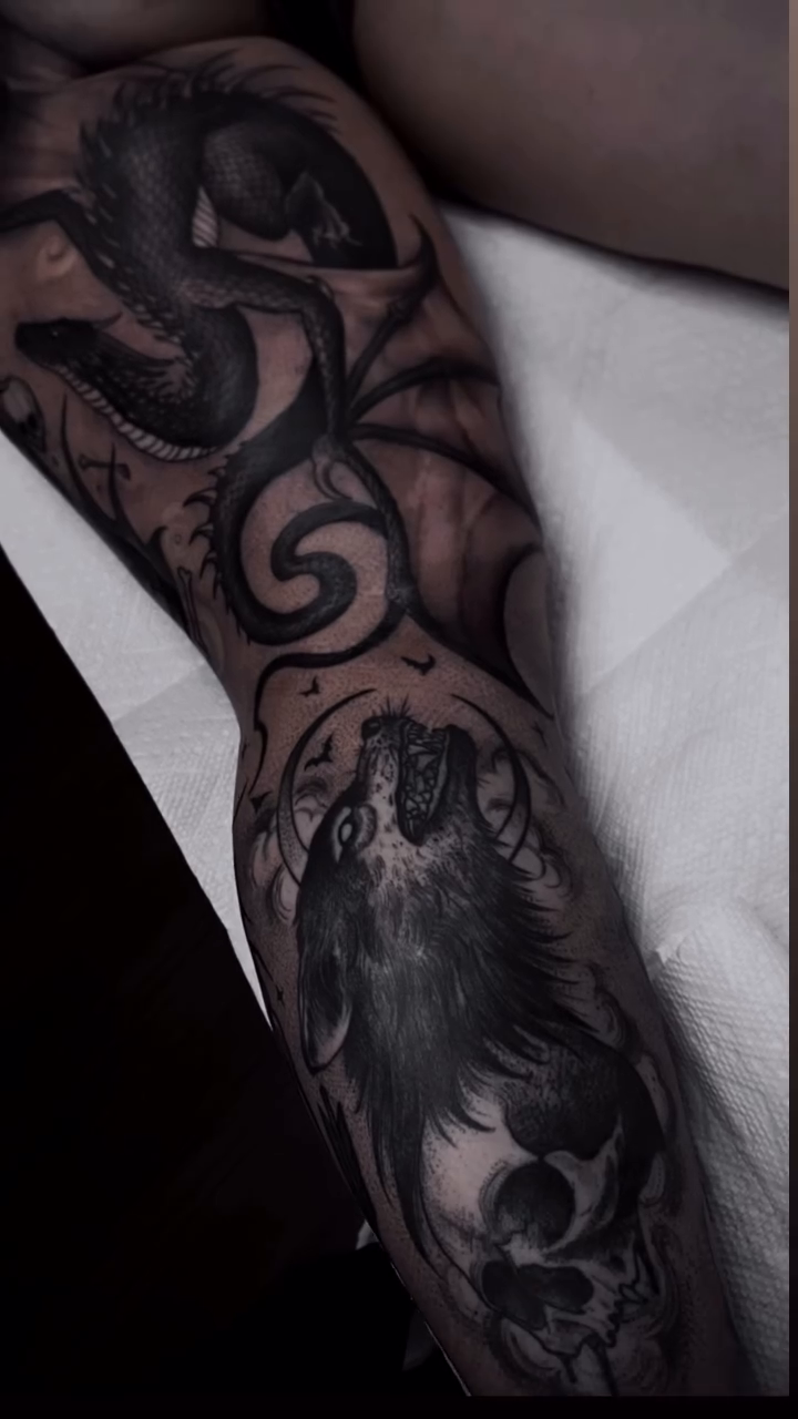 Tattoo by @marissatattoos — dark_realism, black_and_grey