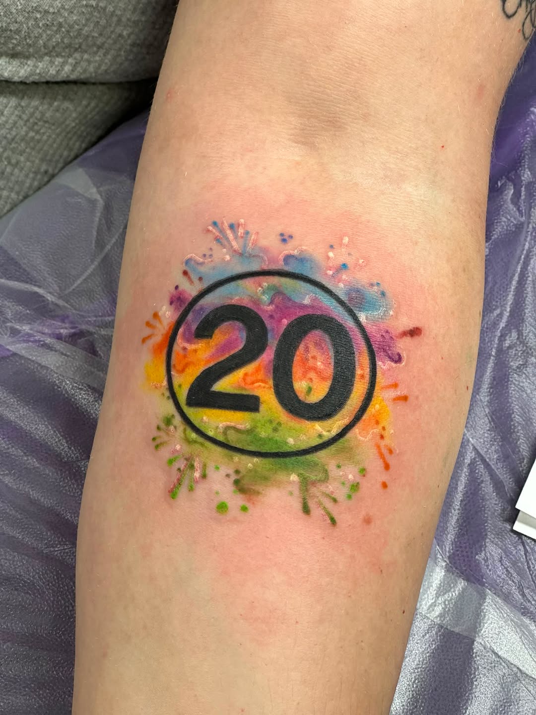 Tattoo by @shalynns.tattoo — lettering_script, watercolor