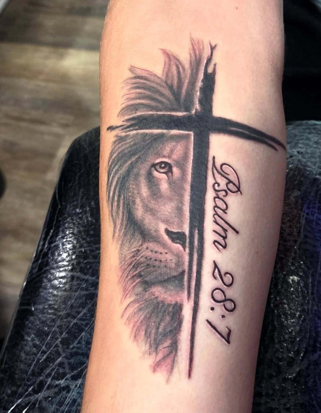 Tattoo by @barryhuffman77 — realism, lettering_script
