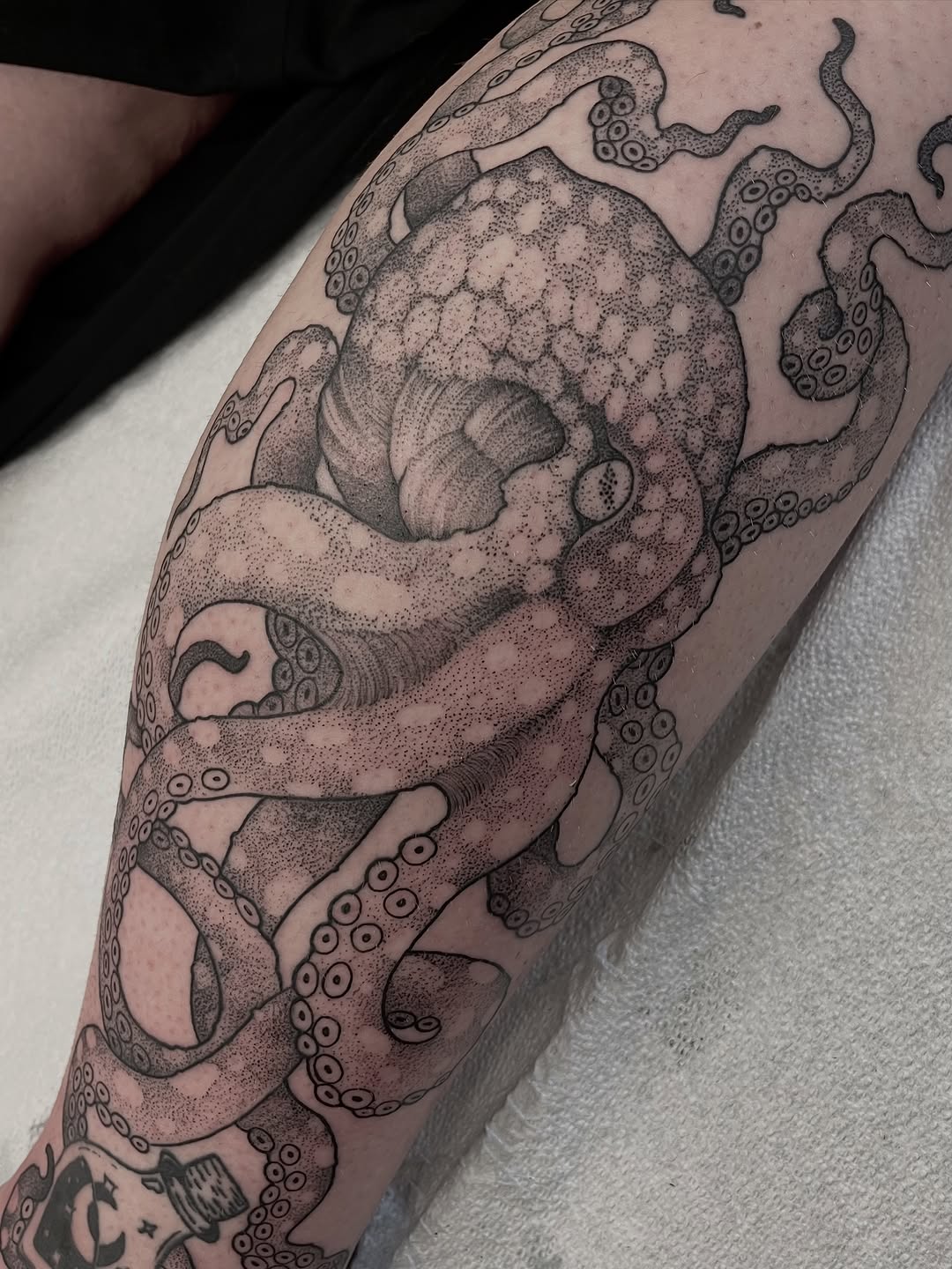 Tattoo by @cameron.morris.tattoo — dotwork, black_and_grey